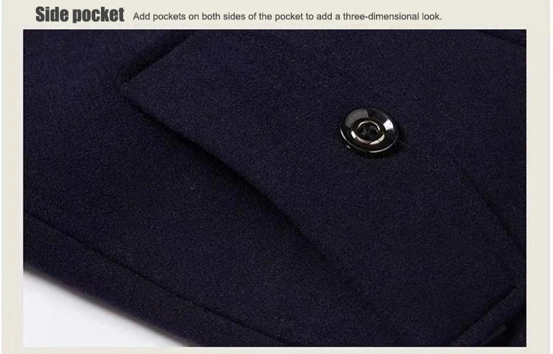 Winter Men Wool Coats New Fashion Middle Long Scarf Collar Cotton-Padded Thick Warm Woolen Coat Male Trench Coat Overcoat M-5Xl