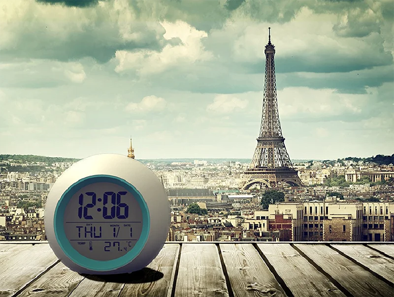 Kids Digital Alarm Clock 7 Color Night Light Snooze Temperature Detect Children Sleep Bedside Cute Wake Up Timer Alarm Clock