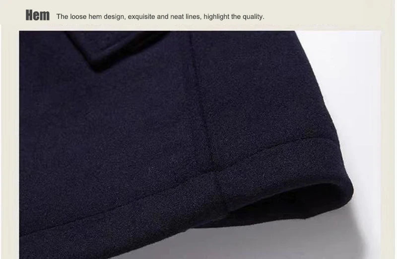 Winter Men Wool Coats New Fashion Middle Long Scarf Collar Cotton-Padded Thick Warm Woolen Coat Male Trench Coat Overcoat M-5Xl