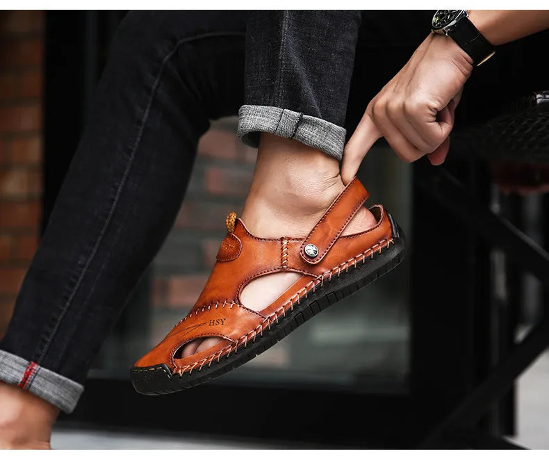 Summer Sandals Men Leather Classic Roman Sandals 2022 Slipper Outdoor Sneaker Beach Rubber Flip Flops Men Water Trekking Sandals