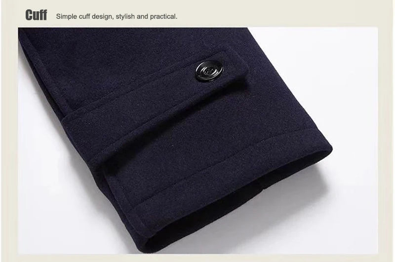 Winter Men Wool Coats New Fashion Middle Long Scarf Collar Cotton-Padded Thick Warm Woolen Coat Male Trench Coat Overcoat M-5Xl