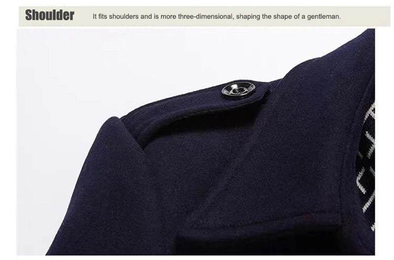 Winter Men Wool Coats New Fashion Middle Long Scarf Collar Cotton-Padded Thick Warm Woolen Coat Male Trench Coat Overcoat M-5Xl