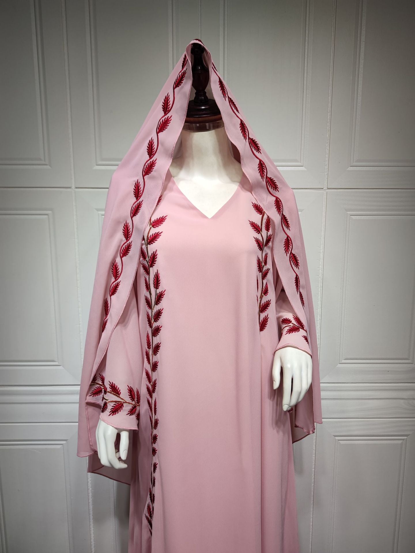 Eid Muslim Abaya for Women Embroidery Dress with Scarf 2 Piece Set Dubai Arab Long Robe Morocco Abayas Kaftan Headscarf Gorgeous