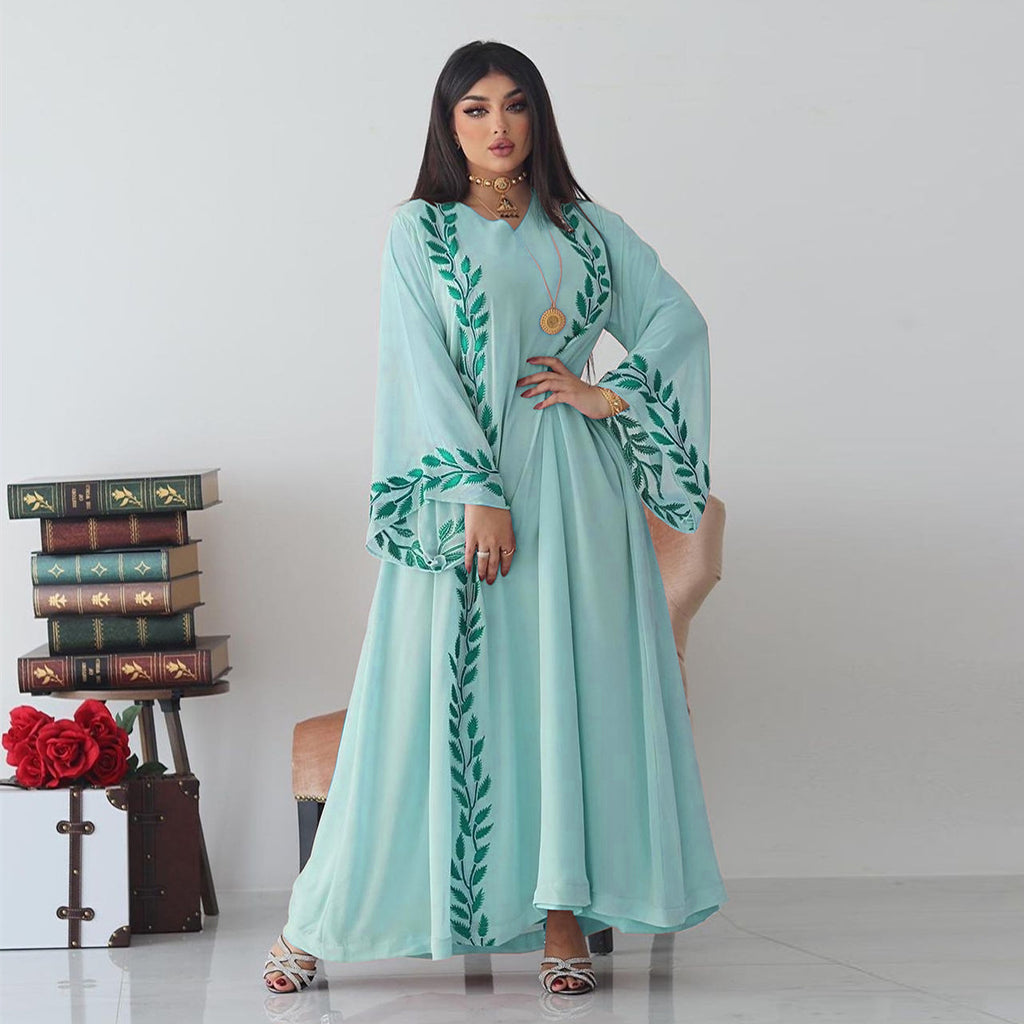 Eid Muslim Abaya for Women Embroidery Dress with Scarf 2 Piece Set Dubai Arab Long Robe Morocco Abayas Kaftan Headscarf Gorgeous