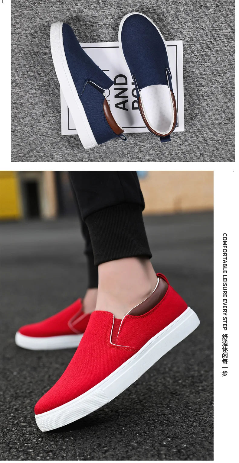 Men Canvas Shoe Casual Sneaker for Men Light Slip-on Vulcanized Comfortable Male Flats Loafers New Black Trainers Zapatos Hombre