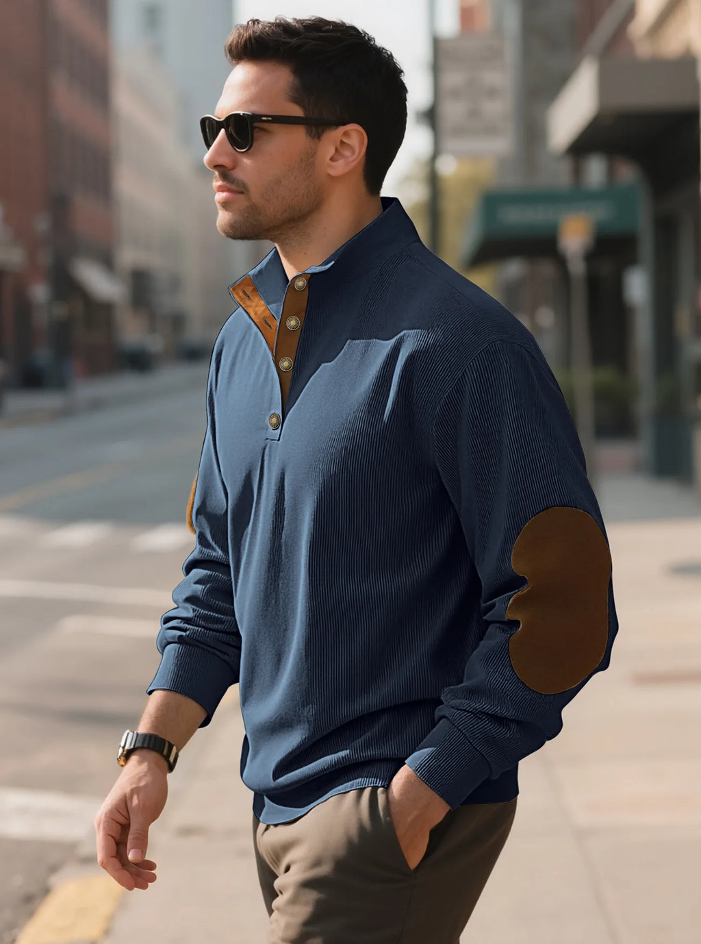 Men's outdoor casual, warm and fashionable sportswear, casual stand-up collar pullover, street top, autumn and winter outfits