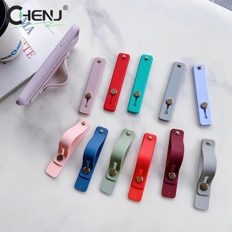 1pc Universal Silicone Wristband Phone Holder Finger Ring Phone Hand Band Bracket Push Pull Grip Phone Stand Sticker Accessories