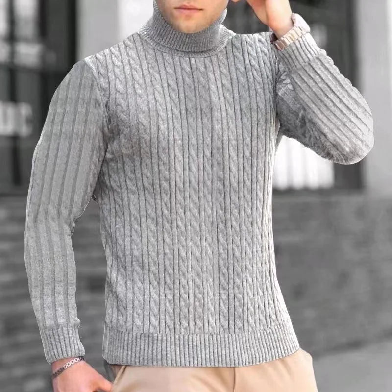 2024 Autumn Men's Sweaters High Neck Pullover Outdoor Work Knitted Warm Casual Turtleneck Sweatwear Woolen Mens Winter Tops