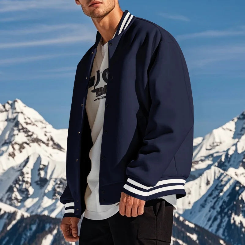 Autumn and Winter American Style  Men's Jackets 2024 New Casual Sports Loose Stand Collar Button Sports Cardigan Jacket For Men