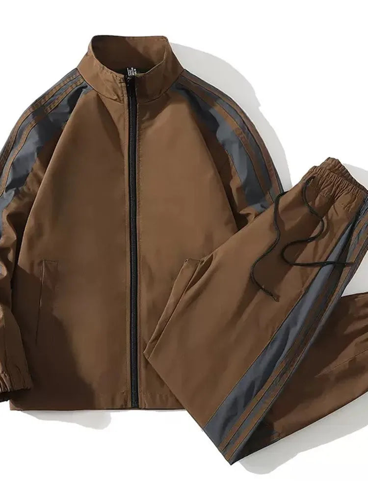 Autumn and Spring New Fashion Trend Outdoor Sports Jacket Set Men's Casual Loose Sports Plus Size High Quality Two-piece Set