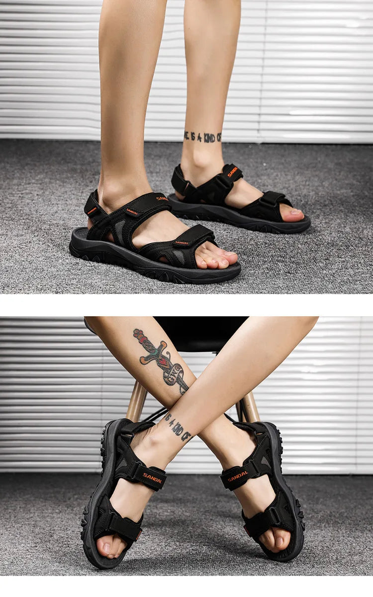 Men's Sandals 2022 Beach and Sea Casual Shoes Sandal for Men Summer Male New Slippers Wears Genuine Leather Man Flip Flops