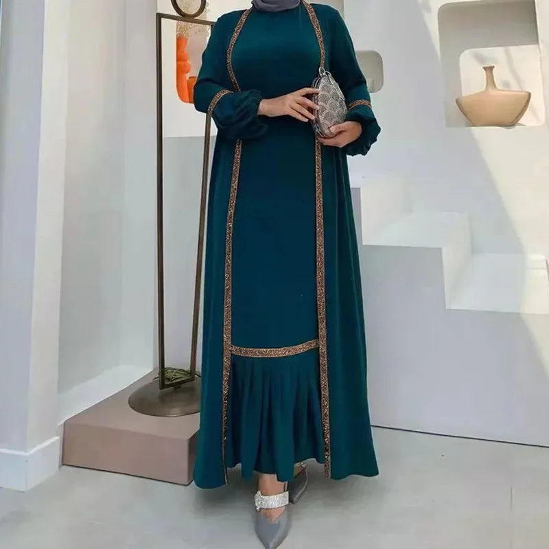 Eid Abaya Dubai Modest Turkey Muslim Long Dress for Women Arabic Sequin Islamic Dresses Evening Party Gown Moroccan Kaftan Robe