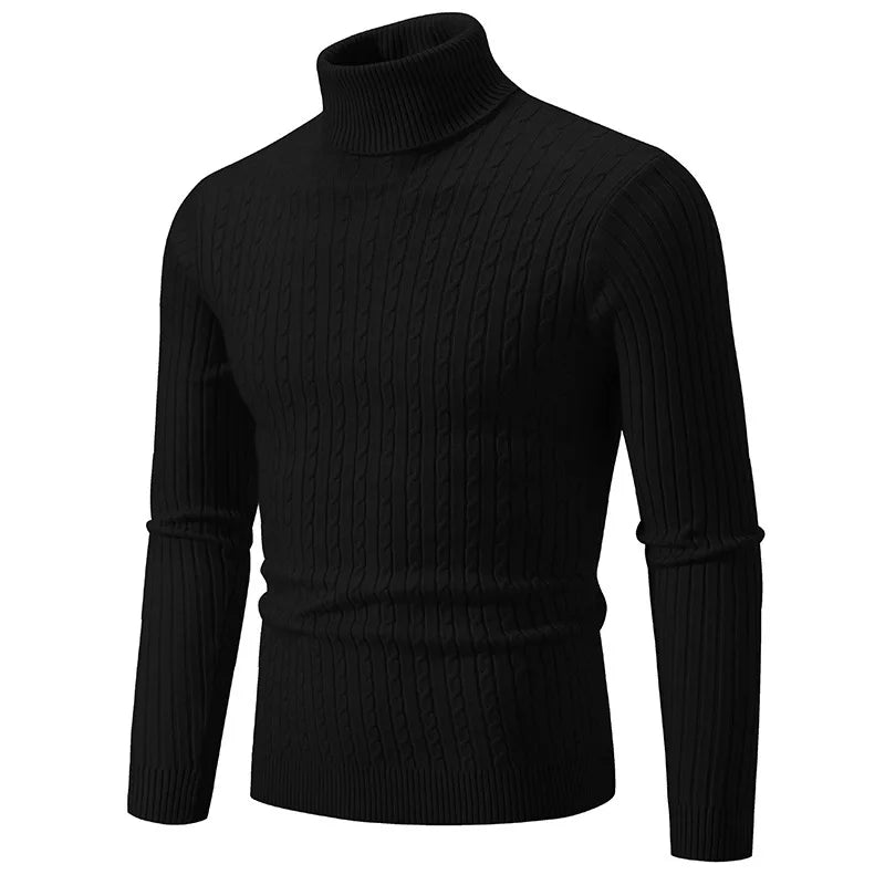 2024 Autumn Men's Sweaters High Neck Pullover Outdoor Work Knitted Warm Casual Turtleneck Sweatwear Woolen Mens Winter Tops