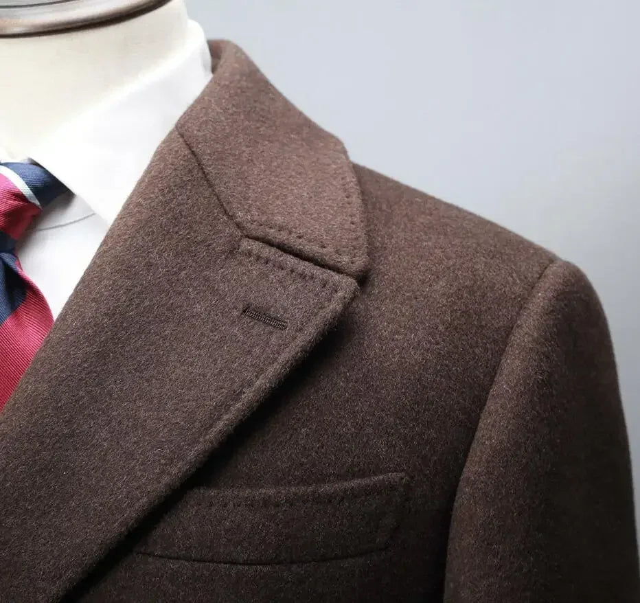 Men's Autumn Winter Wool Overcoat Double Breasted Formal Business Warm Casual Blazer 2025 Customized High Quality New