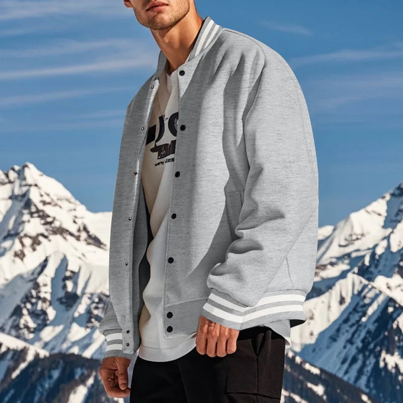 Autumn and Winter American Style  Men's Jackets 2024 New Casual Sports Loose Stand Collar Button Sports Cardigan Jacket For Men