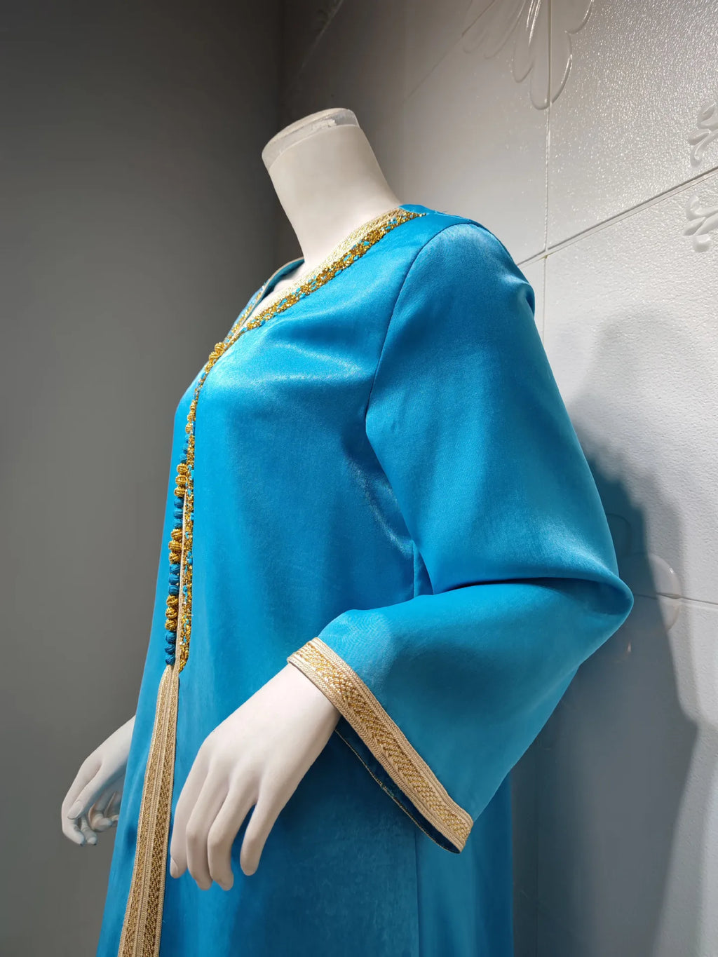 Eid Satin Abaya Dubai Jalabiya Muslim Dress Turkey Islam Robe Longue Djelaba Femme Musulman Dresses for Women Kaftan Marocain