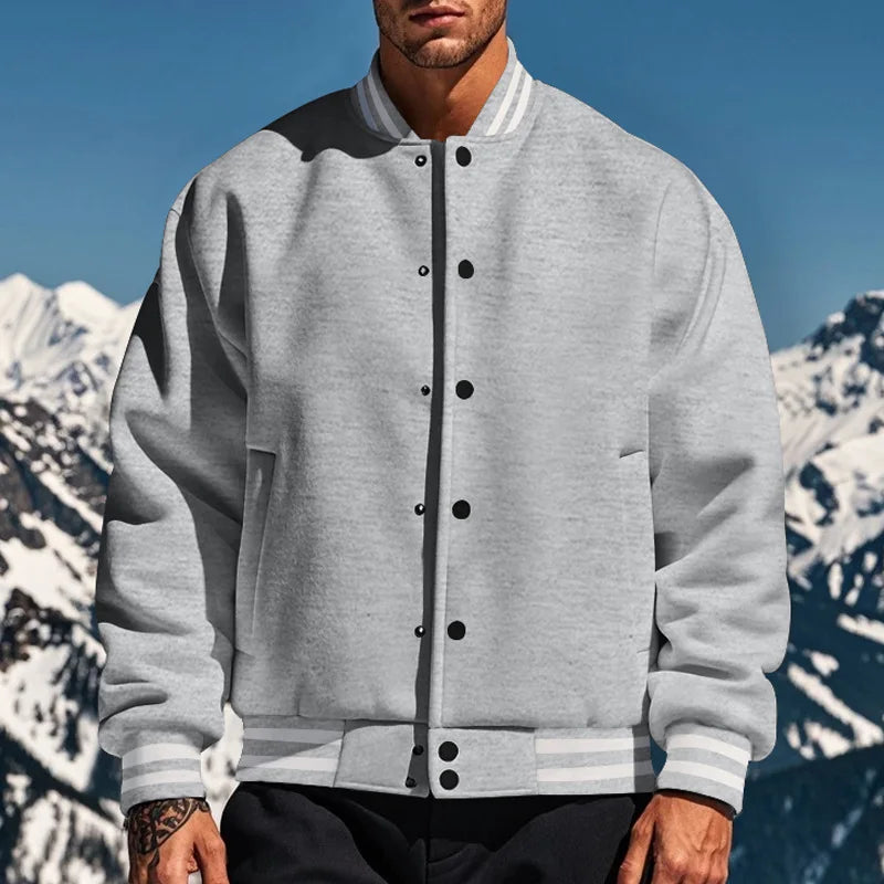 Autumn and Winter American Style  Men's Jackets 2024 New Casual Sports Loose Stand Collar Button Sports Cardigan Jacket For Men