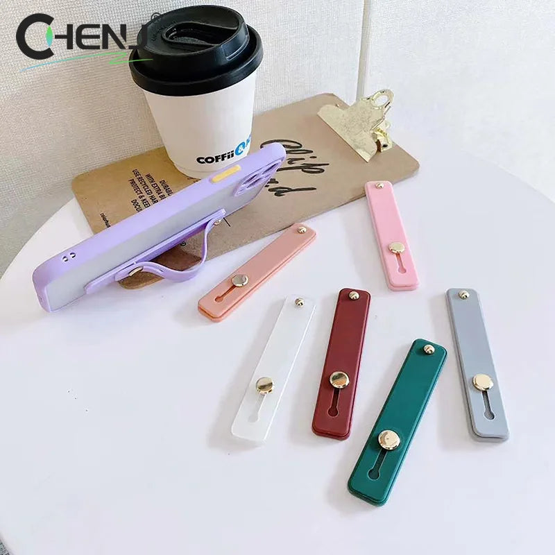 1pc Universal Silicone Wristband Phone Holder Finger Ring Phone Hand Band Bracket Push Pull Grip Phone Stand Sticker Accessories