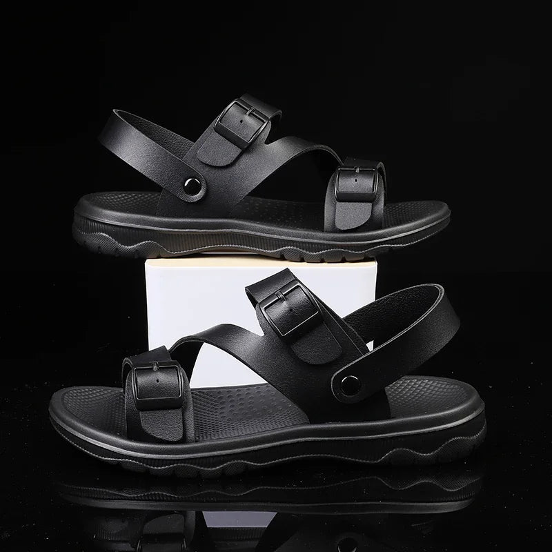 Summer Sandals for Men Outdoor Casual Sport Slippers PU Leather Non-slip Breathable Roman Shoes Beach Flip-Flop Garden Shoes