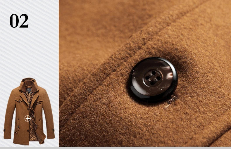 Winter Men's Jacket Oversized Wool Overcoat Solid Warm Pea Coats Thicken Casual Woolen Coat Men Clothing Parka A3F1303