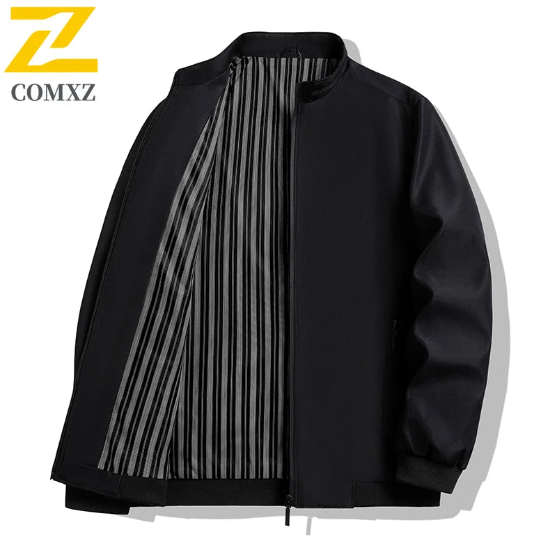 New Autumn Jacket Men's Fashion Brand Loose Stand Up Collar Windproof Baseball Suit Coat Male Business Casual Solid Color Jacket