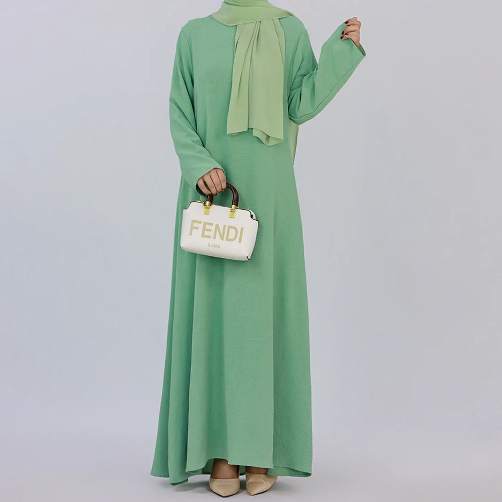 Plain Crepe Abaya for Women Long Muslim Dresses Dubai Turkey Ramadan Eid Islamic Modest Under Abayas Dress Kaftan Robe No Hijab