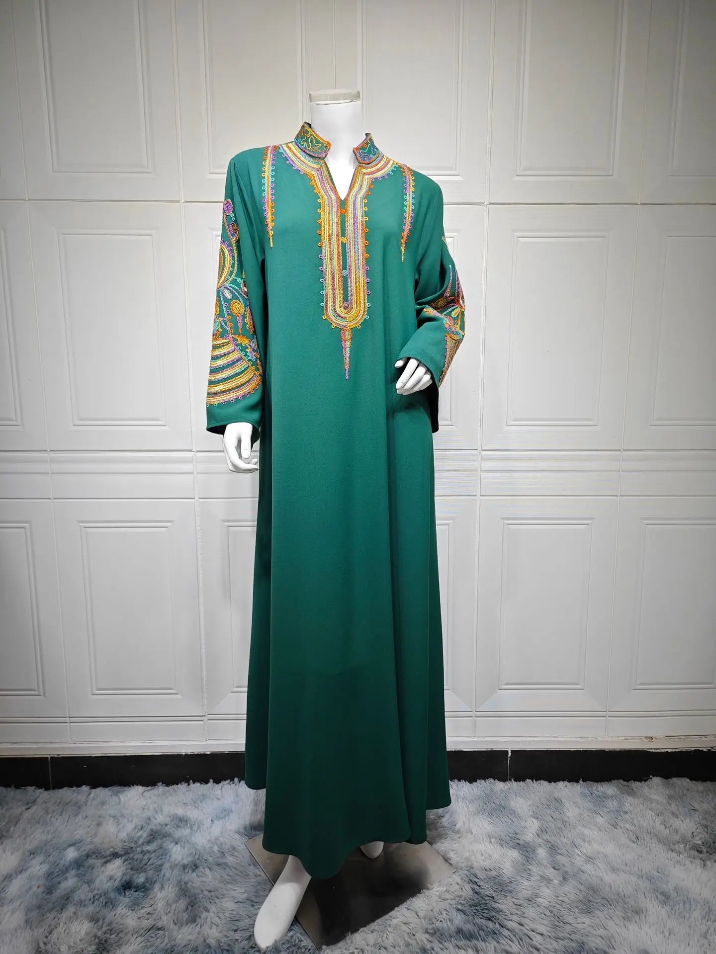 Embroidered Abayas for Women Muslim Evening Eid Party Dress Kaftan Dubai Turkey Robe Arabic Islam Jalabiya Caftan Marocain Femme