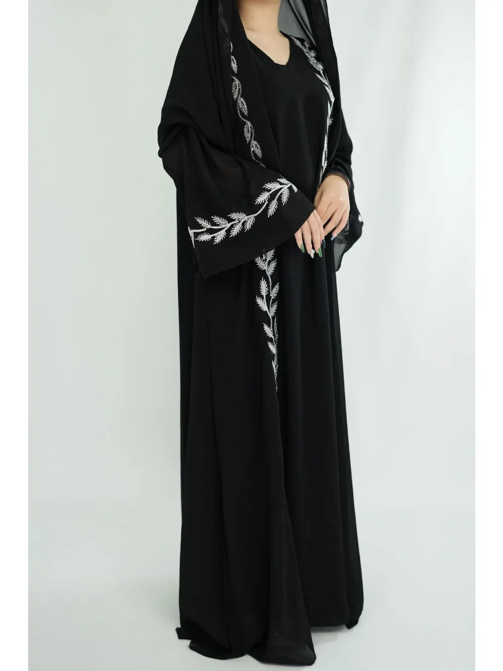 Eid Muslim Abaya for Women Embroidery Dress with Scarf 2 Piece Set Dubai Arab Long Robe Morocco Abayas Kaftan Headscarf Gorgeous