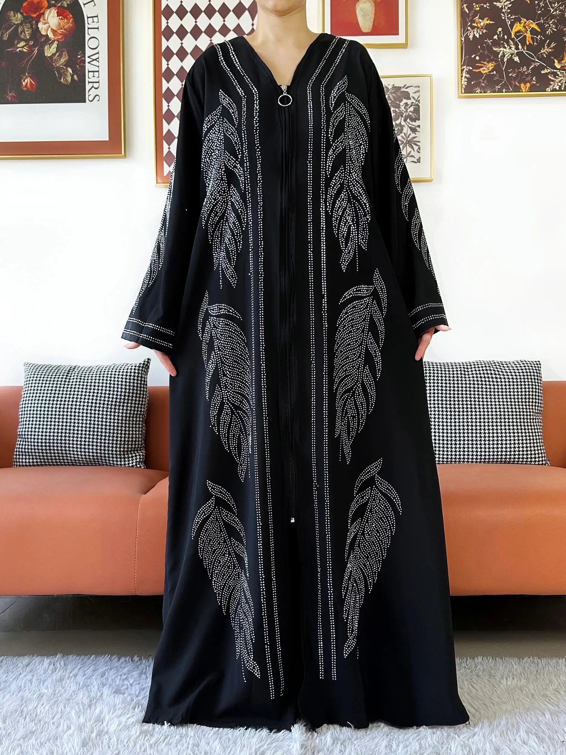 New Middle East Africa Elegant Women Cardigan Chiffon Loose Open Zippier Abaya Muslim Islamic Clothing Cardigan Style Loose Size