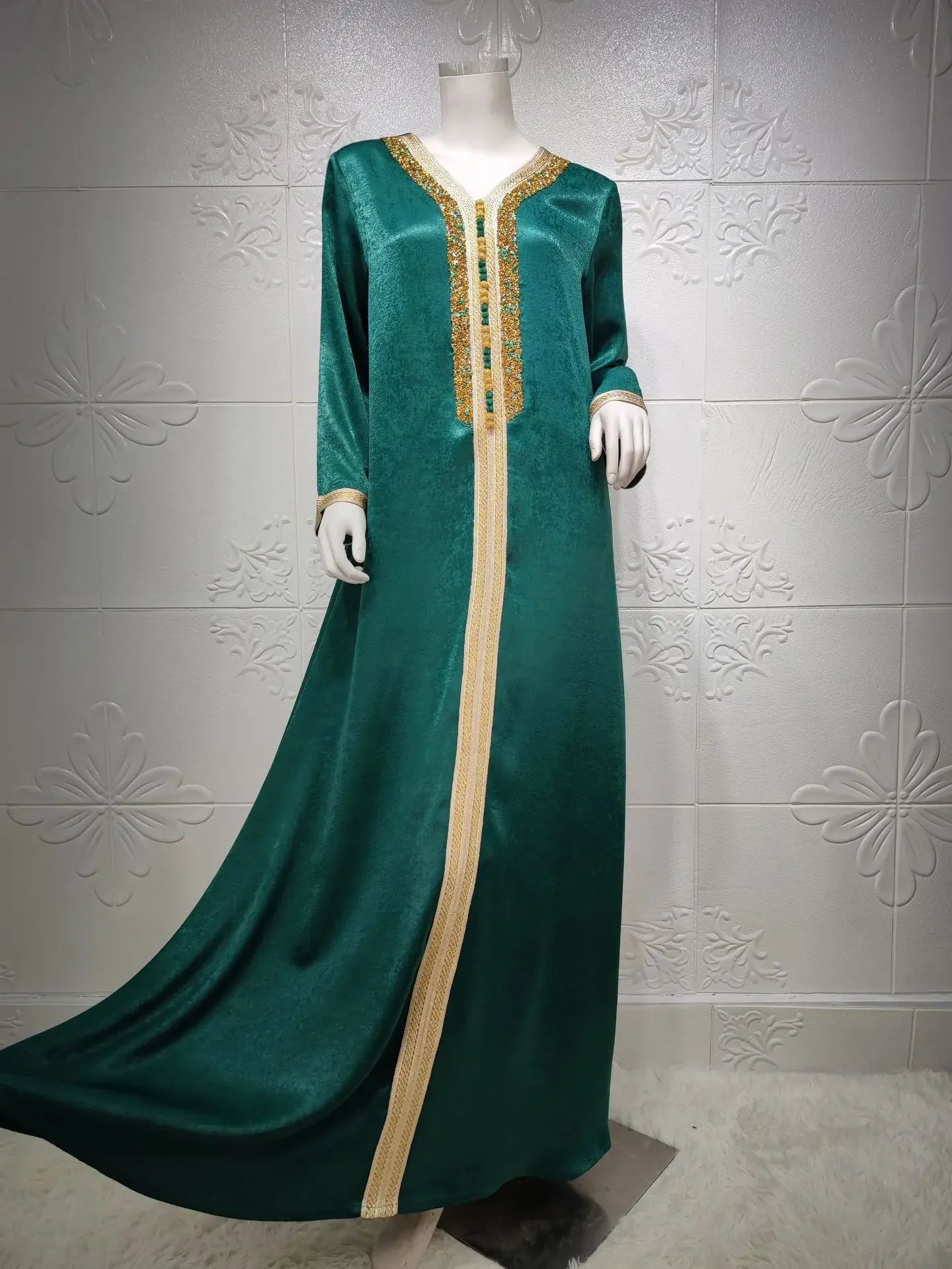 Eid Satin Abaya Dubai Jalabiya Muslim Dress Turkey Islam Robe Longue Djelaba Femme Musulman Dresses for Women Kaftan Marocain