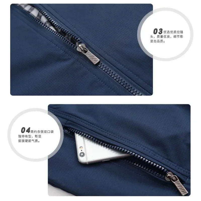 New Spring and Autumn men's high-quality stand up collar jacket, fashionable, casual, breathable baseball jacket top M-6XL