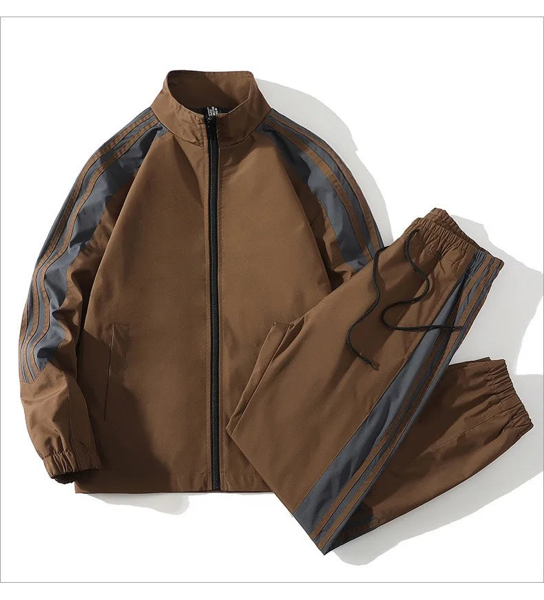 Autumn and Spring New Fashion Trend Outdoor Sports Jacket Set Men's Casual Loose Sports Plus Size High Quality Two-piece Set