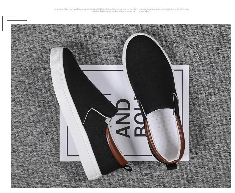 Men Canvas Shoe Casual Sneaker for Men Light Slip-on Vulcanized Comfortable Male Flats Loafers New Black Trainers Zapatos Hombre