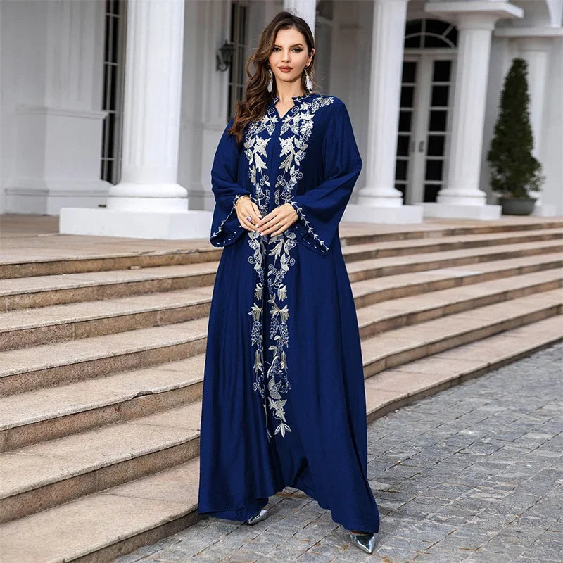Abaya Dubai Turkey Maxi Islamic Embroidery Robe Ramadan Eid Muslim Party Dresses for Women Arab Caftan Morocco Femme Musulman