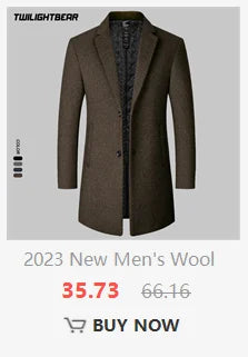 Winter Men's Jacket Oversized Wool Overcoat Solid Warm Pea Coats Thicken Casual Woolen Coat Men Clothing Parka A3F1303