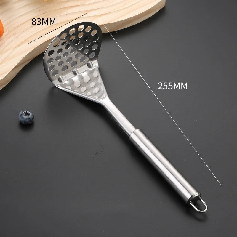 Stainless Steel Potato Masher Manual Fruit Vegetable Pressure Mud Machine Kitchen Children Food Crusher Complementary Gadget