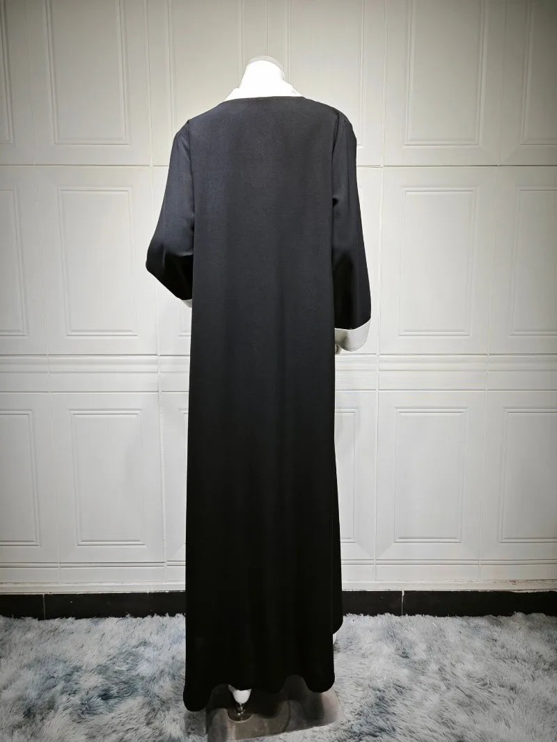 2025 Arabic Women Modest Muslim Cardigan Elegant Dubai Black Abaya Dress Islam Middle East Party Outfits New Turkey Kaftan Robe