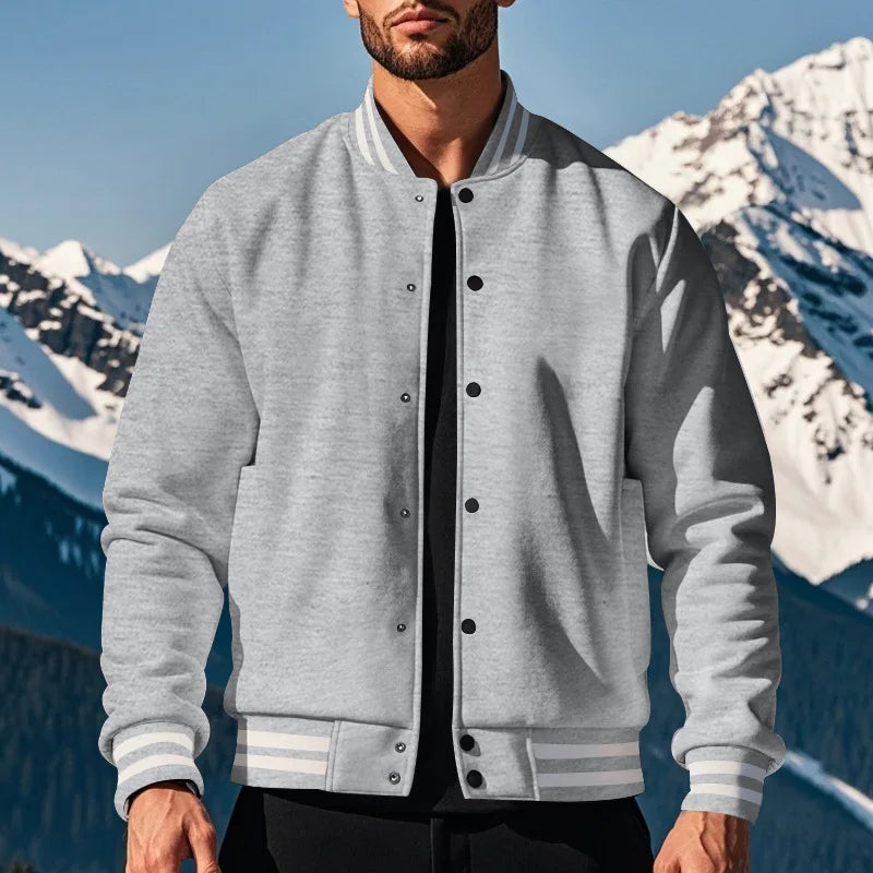 Autumn and Winter American Style  Men's Jackets 2024 New Casual Sports Loose Stand Collar Button Sports Cardigan Jacket For Men