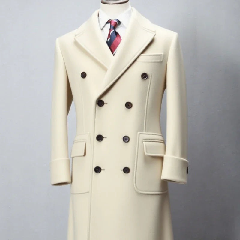 Men's Autumn Winter Wool Overcoat Double Breasted Formal Business Warm Casual Blazer 2025 Customized High Quality New
