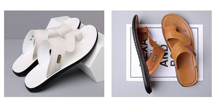 Men Sandals 2025 Summer New Non Slip Breathable Lightweight Soft Sole Beach Shoes Comfortable Fashion Clip Toe Slip on Slippers