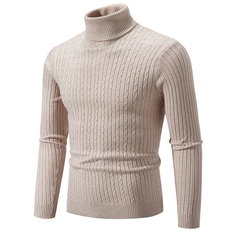 2024 Autumn Men's Sweaters High Neck Pullover Outdoor Work Knitted Warm Casual Turtleneck Sweatwear Woolen Mens Winter Tops
