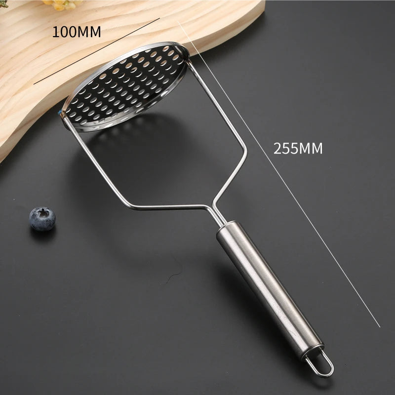 Stainless Steel Potato Masher Manual Fruit Vegetable Pressure Mud Machine Kitchen Children Food Crusher Complementary Gadget
