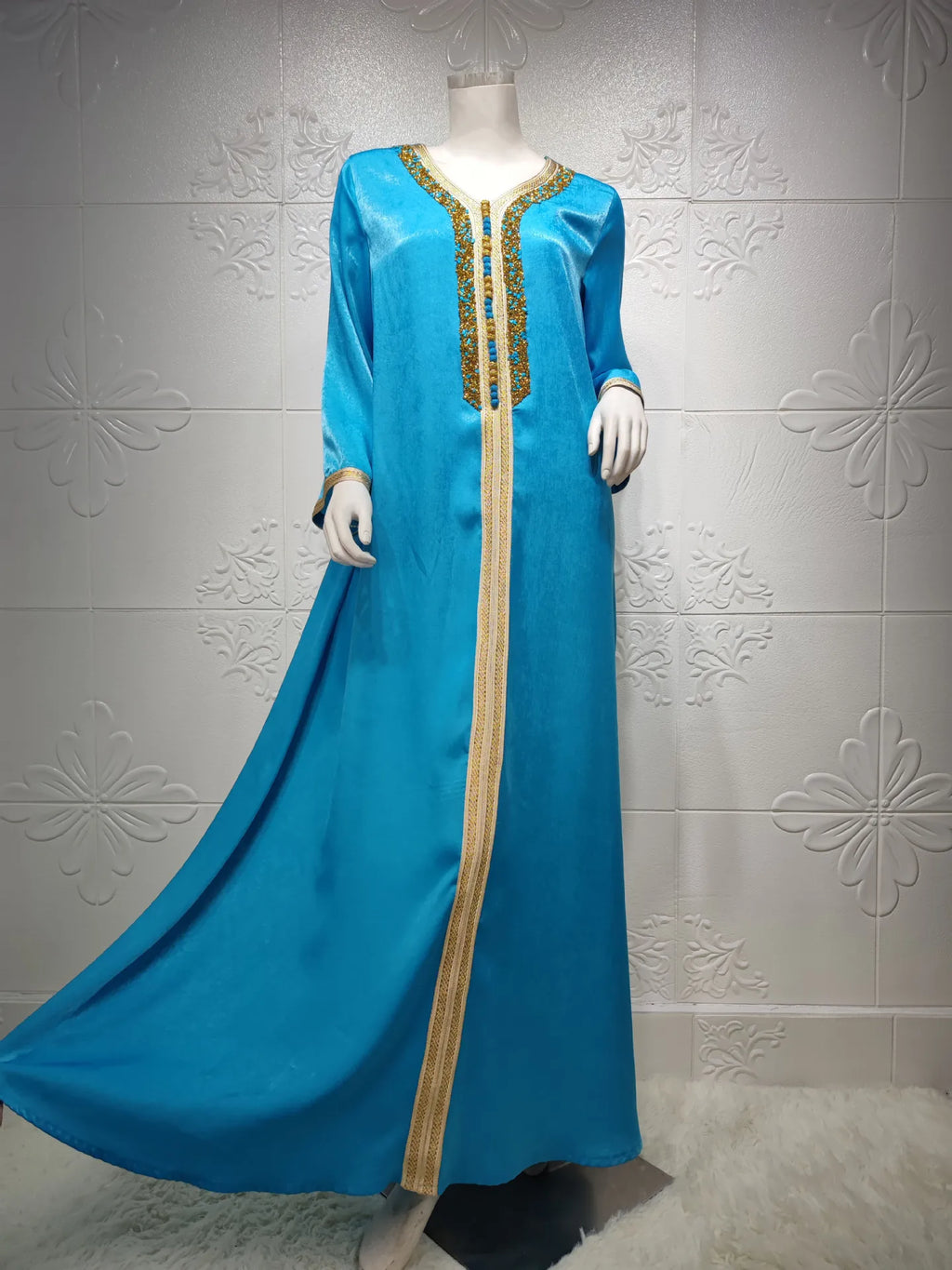 Eid Satin Abaya Dubai Jalabiya Muslim Dress Turkey Islam Robe Longue Djelaba Femme Musulman Dresses for Women Kaftan Marocain