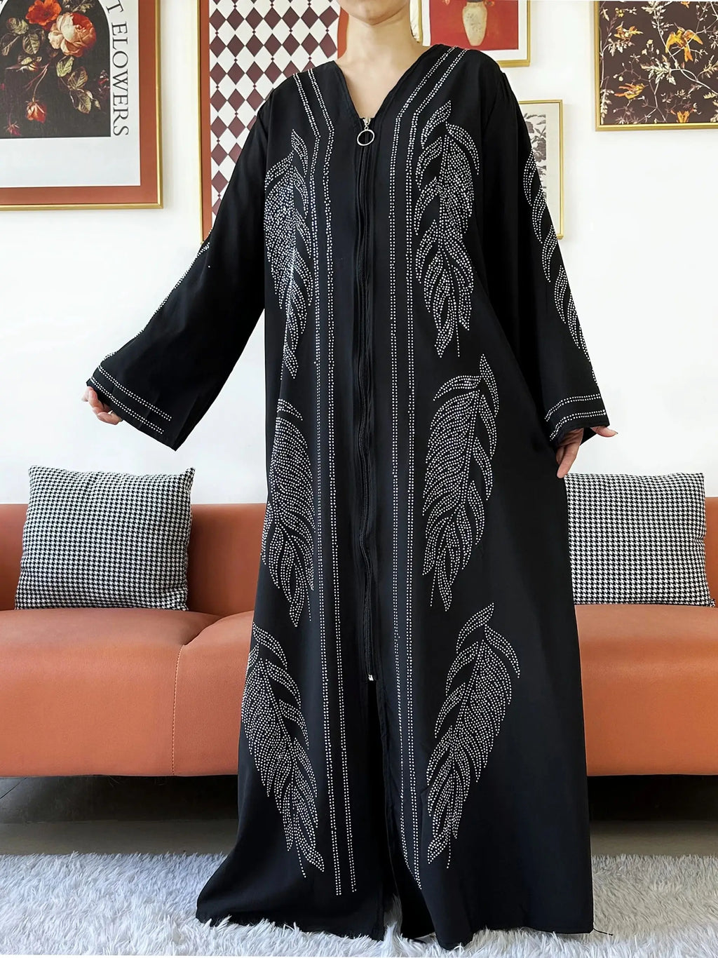 New Middle East Africa Elegant Women Cardigan Chiffon Loose Open Zippier Abaya Muslim Islamic Clothing Cardigan Style Loose Size