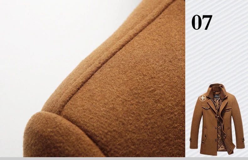 Winter Men's Jacket Oversized Wool Overcoat Solid Warm Pea Coats Thicken Casual Woolen Coat Men Clothing Parka A3F1303