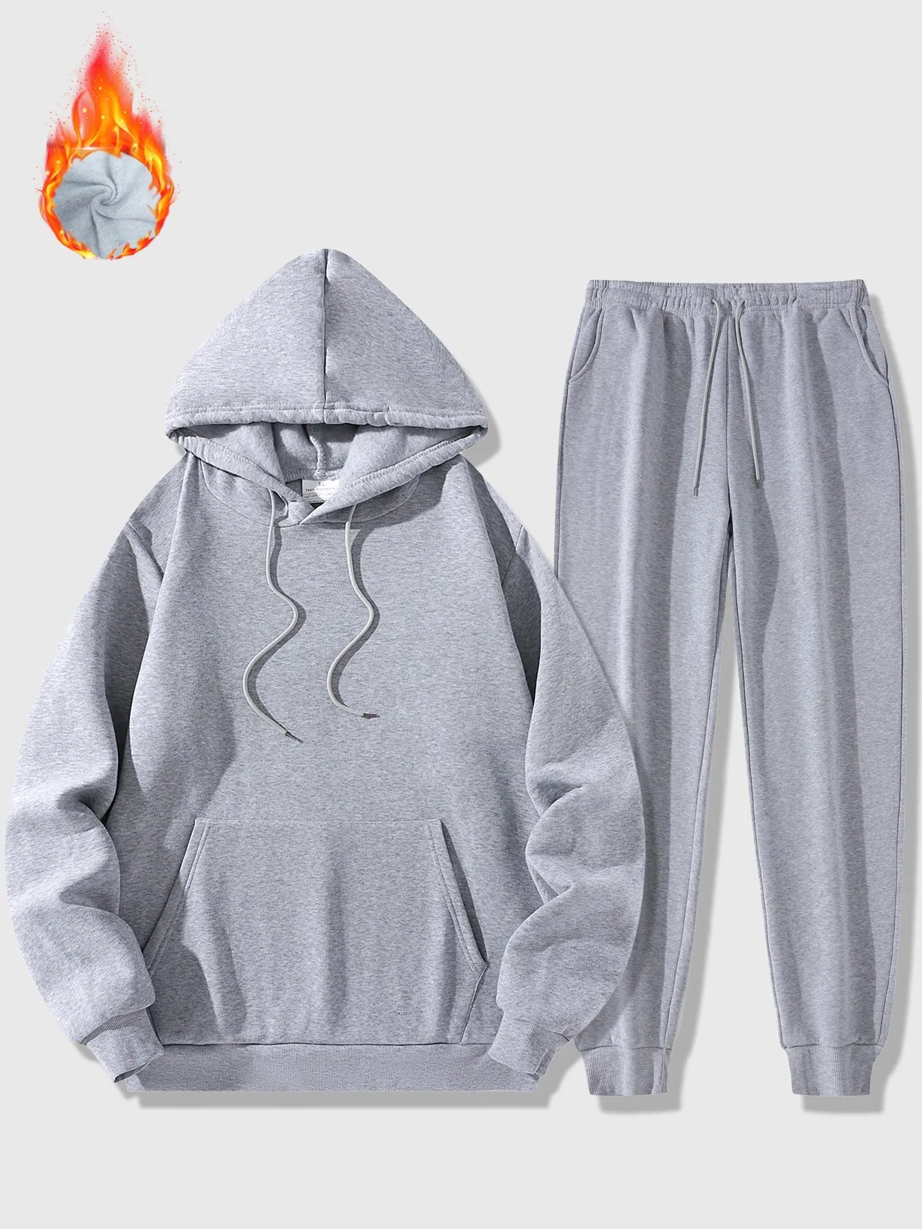 Men's Sports Suit Autumn and Winter Hoodie+pants 2-piece Set Fashionable Solid Color Casual Pullover and Pant Outdoor Sportswear