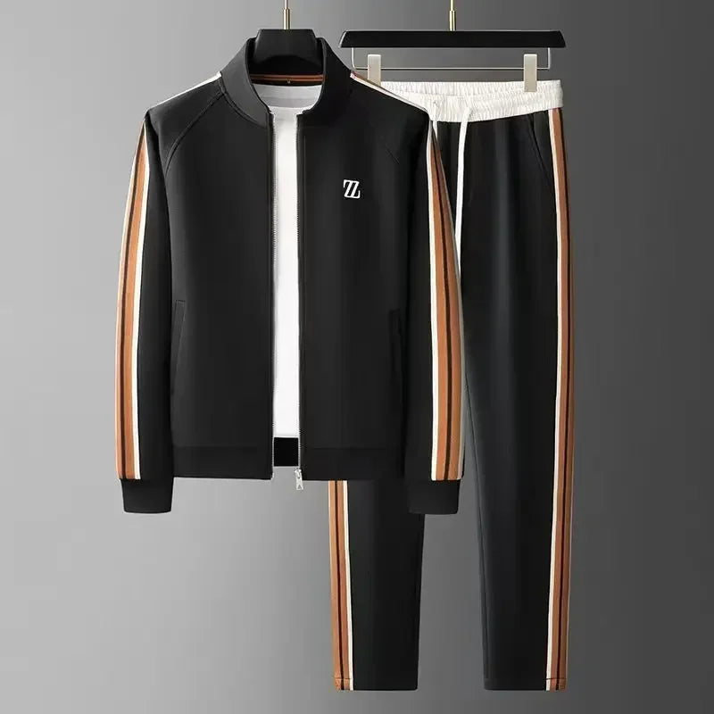 Men's autumn new style stand up collar casual sports suit, trendy and fashionable sports suit, loose long sleeved suit