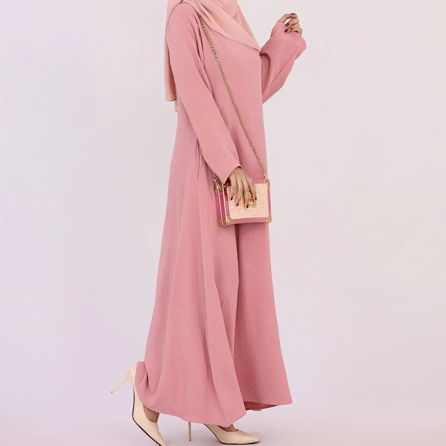 Plain Crepe Abaya for Women Long Muslim Dresses Dubai Turkey Ramadan Eid Islamic Modest Under Abayas Dress Kaftan Robe No Hijab