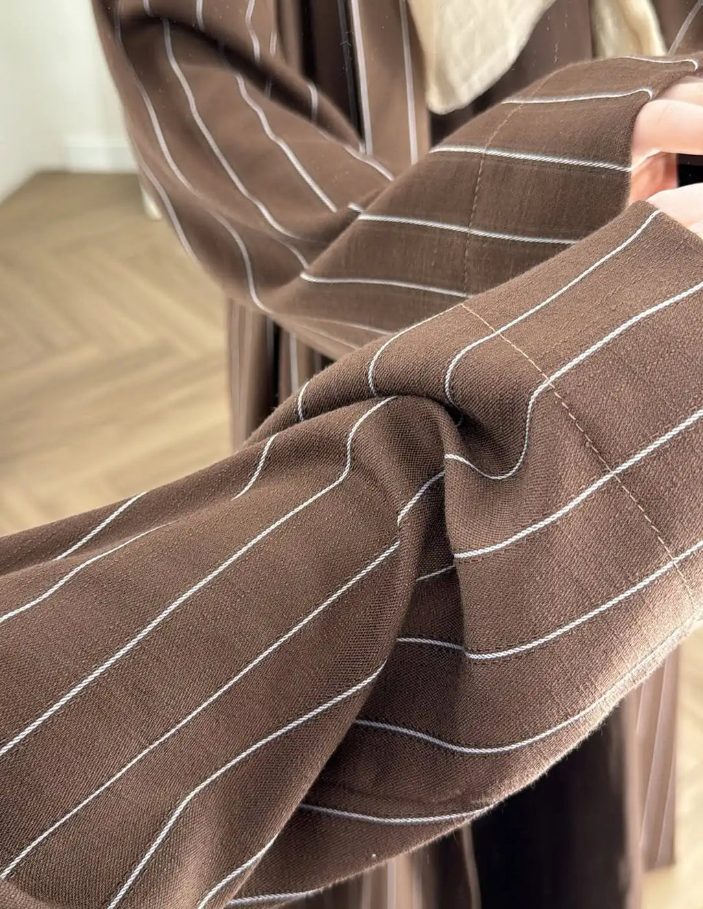 Middle Eastern Muslim Fashion Women's Long-Sleeved Loose Striped Cardigan Robe Abaya