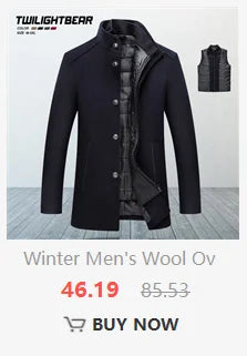 Winter Men's Jacket Oversized Wool Overcoat Solid Warm Pea Coats Thicken Casual Woolen Coat Men Clothing Parka A3F1303